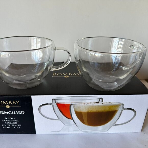 NIB BOMBAY DOUBLE WALL INSULATED COFFEE/TEA CUPS 8.5OZ /250ML Set of two - Picture 4 of 4